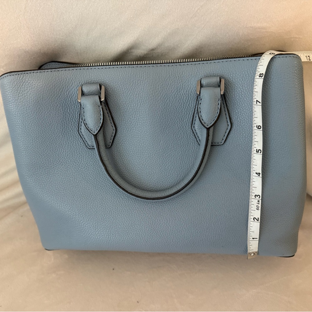 Michael Kors Light Blue Leather Satchel with Logo Charm - Picture 4 of 5